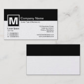 Modernes Monogramm - Schwarz und Weiß (Platin) Visitenkarte (Vorne/Hinten)