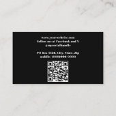 Modernes Monogramm Schwarz Visitenkarte (Rückseite)