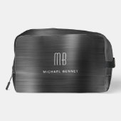 Modernes Monogramm Schwarz Waschbeutel (Rückseite)