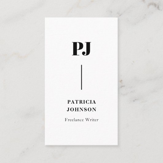 Modernes Monogramm Schwarz/Weiß Beruflich Visitenkarte (Vorderseite)