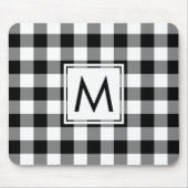 Modernes Monogramm Schwarz/Weiß Gingham Muster Mousepad (Vorne)