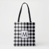Modernes Monogramm Schwarz/Weiß Gingham Muster Tasche (Vorderseite)