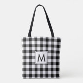 Modernes Monogramm Schwarz/Weiß Gingham Muster Tasche (Rückseite)