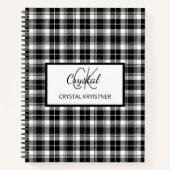 Modernes Monogramm Schwarz/Weiß Kariert Notizblock (Vorderseite)