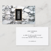 Modernes Monogramm, Schwarz-Weiß-Marmor, Stein Visitenkarte (Vorne/Hinten)