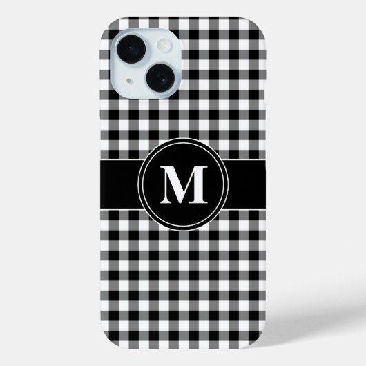 Modernes monogramm Schwarz-Weiß-Muster Case-Mate iPhone Hülle (Rückseite)