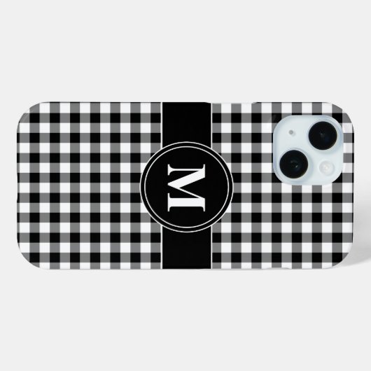 Modernes monogramm Schwarz-Weiß-Muster Case-Mate iPhone Hülle (Rückseite (Horizontal))