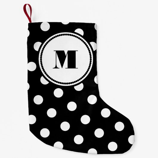 Modernes monogramm Schwarz-Weiß-Muster Kleiner Weihnachtsstrumpf (Vorderseite)