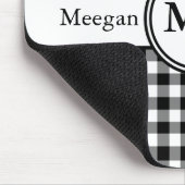 Modernes monogramm Schwarz-Weiß-Muster Mousepad (Ecke)