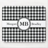 Modernes monogramm Schwarz-Weiß-Muster Mousepad (Vorne)