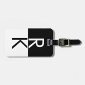 Modernes Monogramm Schwarz/Weiß Personalisiert Gepäckanhänger (Vorderseite horizontal)
