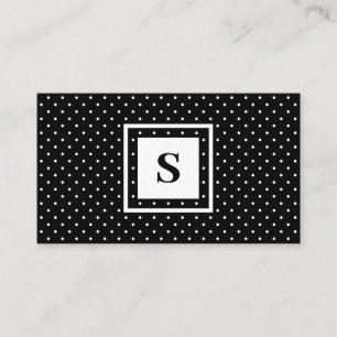 Modernes Monogramm Schwarz-Weiß-Polka-Dot-Muster Visitenkarte