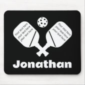 Modernes, monogramm Schwarz-Weiß-Trendpickleball Mousepad (Vorne)