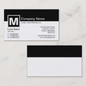 Modernes Monogramm - Schwarz/Weiß Visitenkarte (Vorne/Hinten)