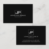 Modernes Monogramm-Schwarz-weiße elegante Visitenkarte (Vorne/Hinten)