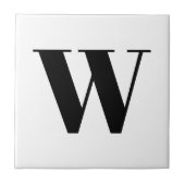 Modernes Monogramm Schwarz-weißer, individueller A Fliese (Vorderseite)