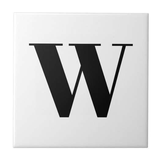 Modernes Monogramm Schwarz-weißer, individueller A Fliese (Vorderseite)