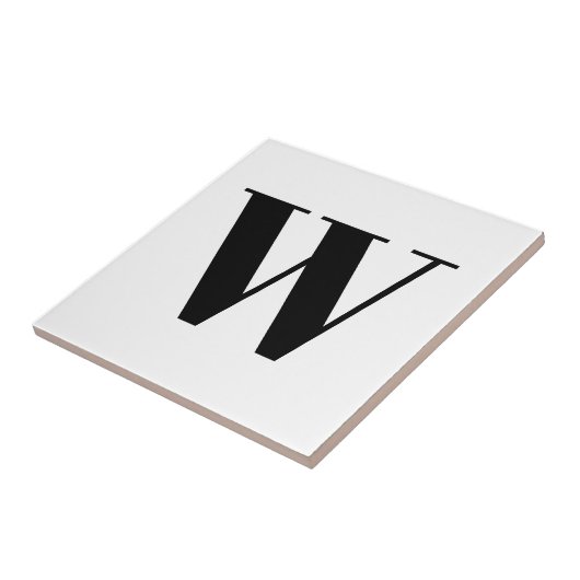 Modernes Monogramm Schwarz-weißer, individueller A Fliese (Seite)
