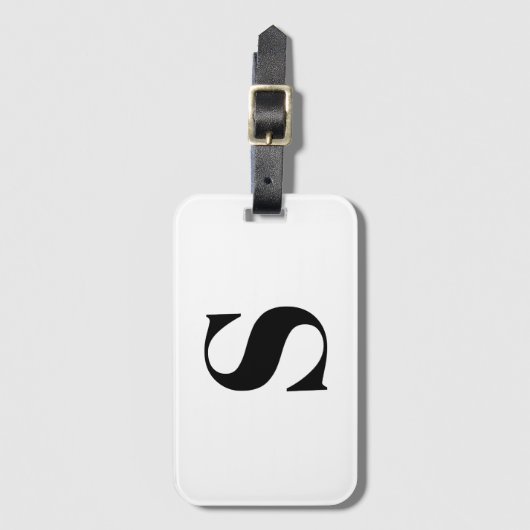 Modernes Monogramm Schwarz-weißer, individueller A Gepäckanhänger (Vorderseite Vertikal)