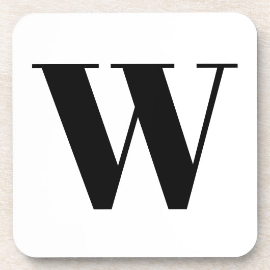 Modernes Monogramm Schwarz-weißer, individueller A Getränkeuntersetzer (Vorderseite)