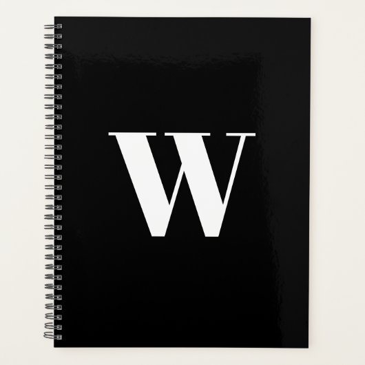 Modernes Monogramm Schwarz-weißer, individueller A Planer (Vorderseite)