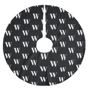 Modernes Monogramm Schwarz-weißer, individueller A Polyester Weihnachtsbaumdecke