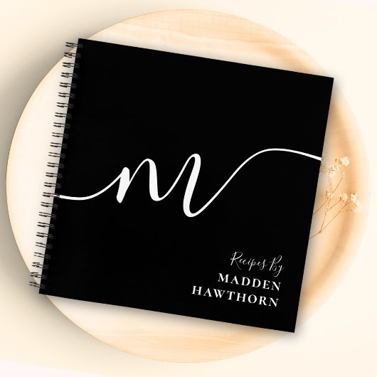 Modernes Monogramm Schwarz-weißes Rezept Notizblock