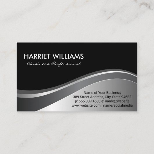 Modernes Monogramm | Schwarzer Hintergrund der Met Visitenkarte (Rückseite)