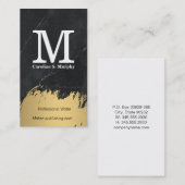 Modernes Monogramm | Schwarzer Marmor | Gold gebür Visitenkarte (Vorne/Hinten)