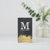 Modernes Monogramm | Schwarzer Marmor | Gold gebür Visitenkarte (Stehend Vorderseite)