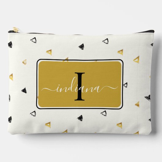 Modernes Monogramm Script Abstraktes Muster Zubehörtasche (Vorderseite)