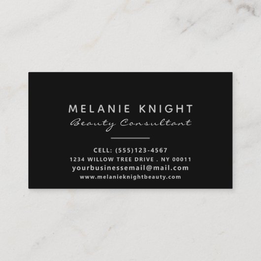 Modernes Monogramm Silber-Grenze Minimalistisch Visitenkarte (Rückseite)