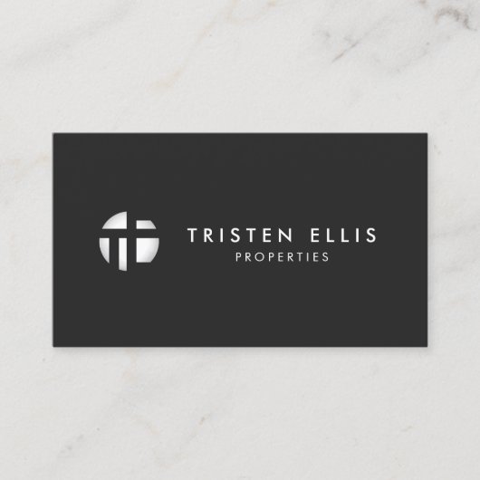 Modernes Monogramm Silver Black Beruflich Visitenkarte (Vorderseite)