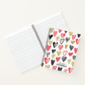 Modernes Monogramm Skript Ihr Name Herzmuster Notizblock (Innenseite)