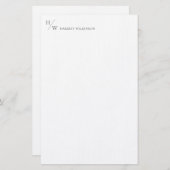 Modernes Monogramm Smokey Gray Personal Stationery Briefpapier (Vorne/Hinten)