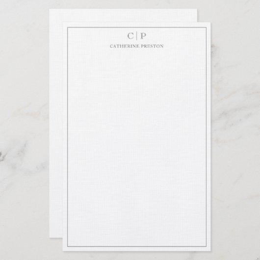 Modernes Monogramm Smokey Gray Personal Stationery Briefpapier (Vorne/Hinten)