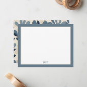 Modernes Monogramm Staubblau Mitteilungskarte (Vorderseite/Rückseite Beispiel)