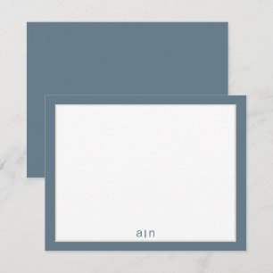 Modernes Monogramm Staubblau Mitteilungskarte
