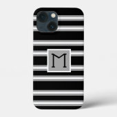 Modernes Monogramm Streifen Muster Schwarz Weiß Case-Mate iPhone Hülle (Rückseite)