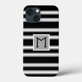 Modernes Monogramm Streifen Muster Schwarz Weiß Case-Mate iPhone Hülle