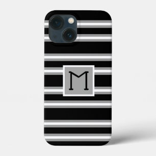 Modernes Monogramm Streifen Muster Schwarz Weiß Case-Mate iPhone Hülle