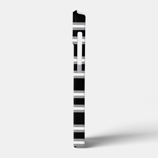 Modernes Monogramm Streifen Muster Schwarz Weiß Case-Mate iPhone Hülle (Rückseite / Links)