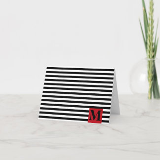 Modernes Monogramm Stripes Anmerkungs-Karte