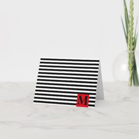 Modernes Monogramm Stripes Anmerkungs-Karte (Vorderseite)