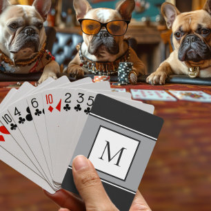 Modernes Monogramm Stylische Initiale Trend Schwar Spielkarten