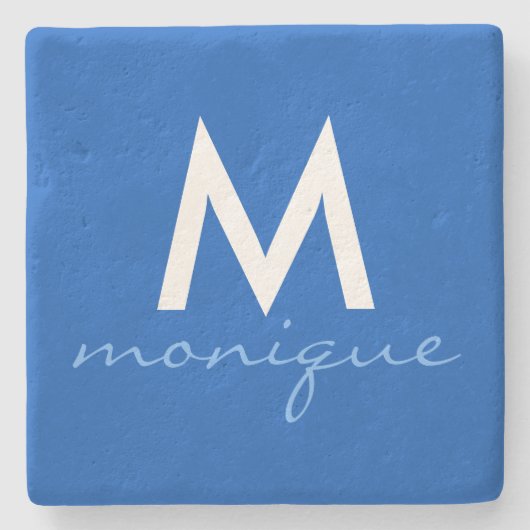 Modernes Monogramm - süßes Blau Steinuntersetzer (Vorderseite)