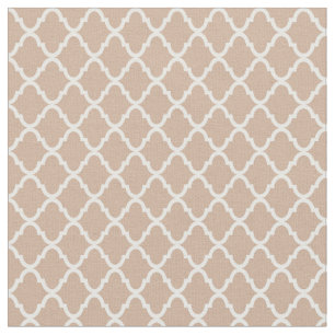 Modernes Monogramm TAN und weißes Quatrefoil Stoff