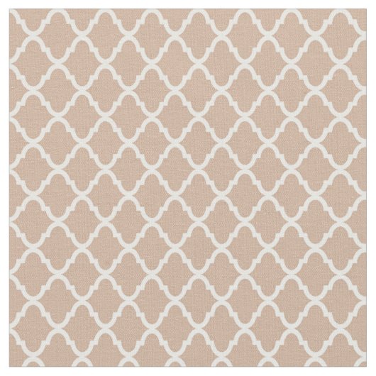 Modernes Monogramm TAN und weißes Quatrefoil Stoff (Nahaufnahme)