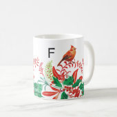 Modernes Monogramm-Tasse mit weiblichem Kardinal u Kaffeetasse (VorderseiteRechts)