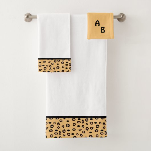 Modernes Monogramm- und Leopardenmuster Badhandtuch Set (Insitu)
